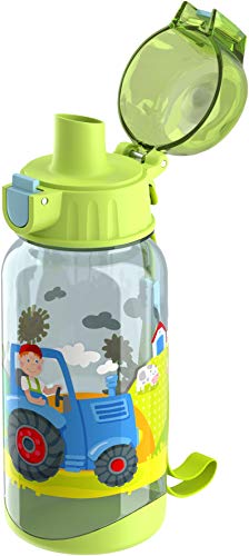 HABA 304486 - Cantimplora infantil, 400 ml, con diseño de tractor, color verde, para la guardería o la escuela, de plástico libre de bisfenol A, apta para el lavavajillas
