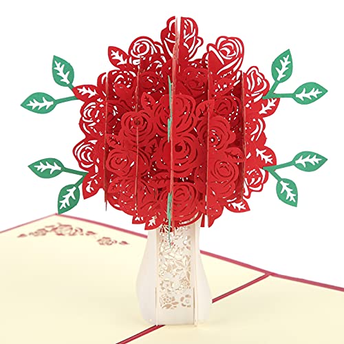 Hapivida Paquete de 2 Tarjetas de Felicitación 3D Tarjeta de Invitación Emergente Tarjeta de Corte de Papel de áRbol Rojo con sobre para El Aniversario de Boda del Día de San Valentín