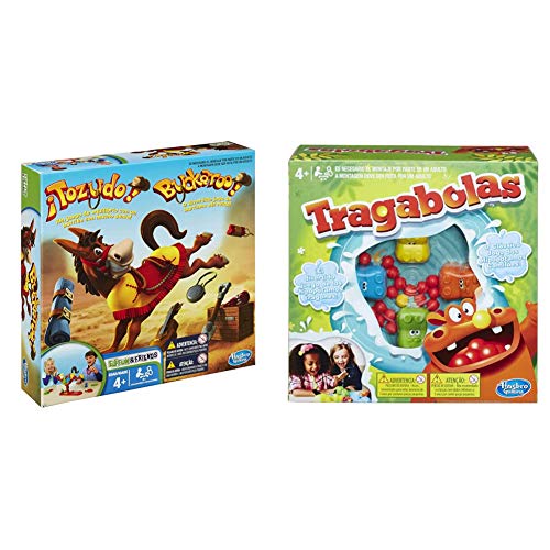 Hasbro Gaming 48380B09 Tozudo Juego de Mesa para niños de 4 años y más + Tragabolas (98936B09)