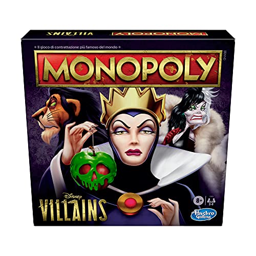Hasbro Juego Monopol Villains Edition para niños de 8 años en adelante, Juega como un mal clásico de Disney, F0091 (italiano)
