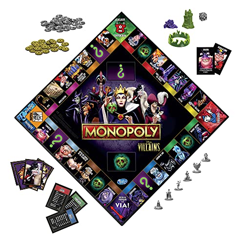 Hasbro Juego Monopol Villains Edition para niños de 8 años en adelante, Juega como un mal clásico de Disney, F0091 (italiano)