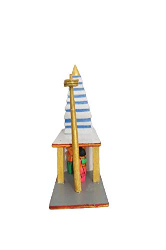 HasthaKalalu | Modelo de madera hecho a mano del templo hindú con preista y un devoto ofreciendo oraciones (Juguetes Kondapalli)