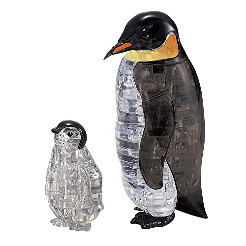 HCM Kinzel-3D Crystal Puzzle Pinguinpaar Puzle de Cristal en 3D, diseño de Pareja de pingüinos, Color carbón (59187)