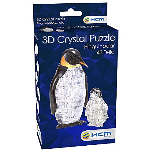 HCM Kinzel-3D Crystal Puzzle Pinguinpaar Puzle de Cristal en 3D, diseño de Pareja de pingüinos, Color carbón (59187)