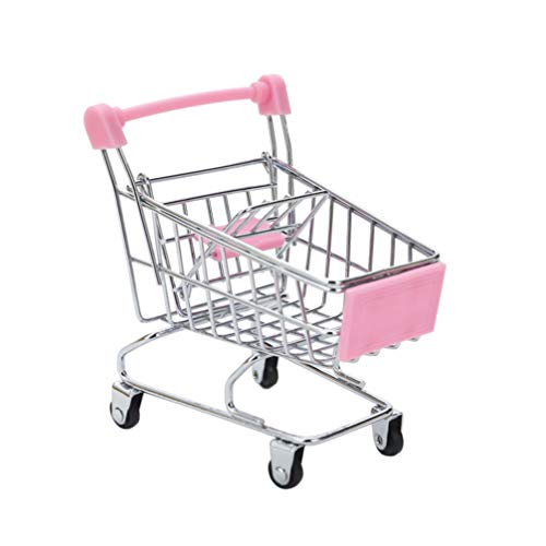 HEALLILY Mini carrito de mano de supermercado Carros de la compra de juguete de modo carro utilitario de almacenamiento de escritorio titular de juguete accesorio de escritorio para niños