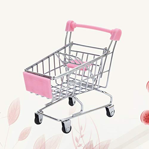 HEALLILY Mini carrito de mano de supermercado Carros de la compra de juguete de modo carro utilitario de almacenamiento de escritorio titular de juguete accesorio de escritorio para niños