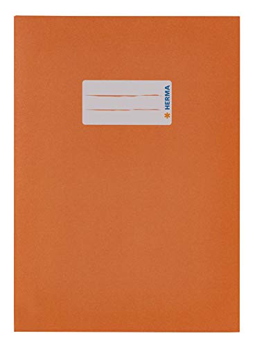 HERMA 20230 - Juego de 5 fundas para cuaderno (DIN A5, con campo para etiquetas, papel reciclado resistente, colores vivos, fundas para cuadernos, amarillo, naranja, rojo, azul y verde)