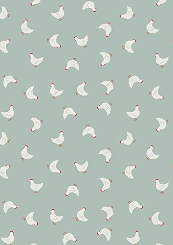 Highland Farm Animal Fabrics - Granja - a partir de 0,5 metros - de Lewis & Irene - 100% algodón (gallinas huevo de pato LEW930)