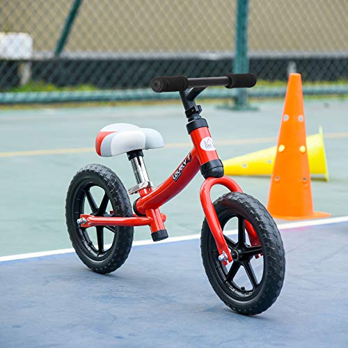 HOMCOM Bicicleta sin Pedales para Niños de +2 Años con Sillín Ajustable en Altura Neumáticos de EVA Carga Máx. 25 kg Metal 65x33x46 cm Rojo