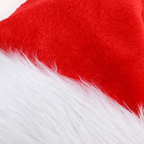HOWAF 2 Gorros de Papa Noel, Gorro Santa Claus Gorro Navideño Piel Sombrero Gorras para Adulto Hombre Mujer Disfraces Accesorios de Navidad para Regalos
