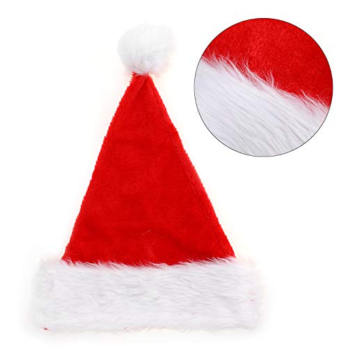 HOWAF 2 Gorros de Papa Noel, Gorro Santa Claus Gorro Navideño Piel Sombrero Gorras para Adulto Hombre Mujer Disfraces Accesorios de Navidad para Regalos