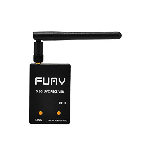 ICQUANZX 5.8GHz FPV Receiver, OTG Receiver 150CH FUAV Capture Card Auto-scan Función de Copo de Nieve Android Teléfono móvil Tableta Smartphone （Negro）