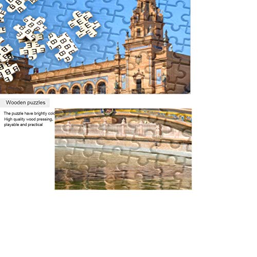 ISAOA Rompecabezas grande de 1000 piezas para niños adultos, puente de paisaje de la Plaza de Espa?A Sevilla España Puzzle
