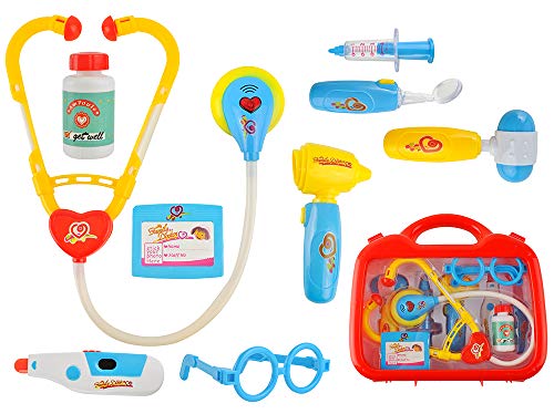 ISO TRADE Juguete Educativo para Niños Set de Juegos de Hospital el Pequeño Doctor 10 Elementos con Maleta 6118