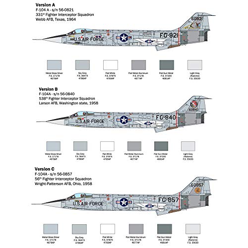 Italeri- Other License 2515S 1:32 F-104 A/C Starfighter-modelismo, Modelo de Suelo, Hobby, Pegado, Kit de plástico, detallado, Multicolor (2515)