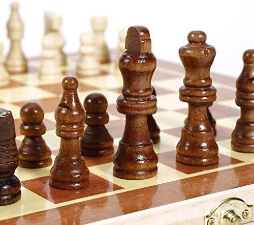 J & J Conjunto de Juegos de Viaje Tablero de ajedrez ajedrez portátil Plegable de Madera Junta Internacional de Juego de ajedrez jugadas del Juego Divertido Juego de ajedrez Colección,30 * 30cm