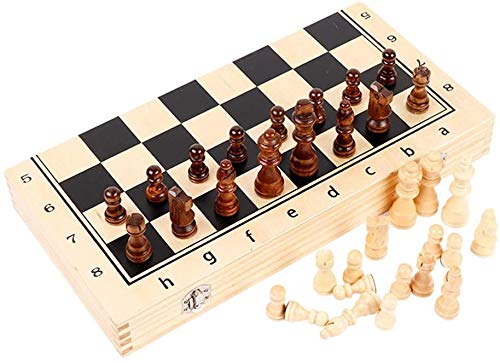 J & J Juego de ajedrez portátil Plegable magnético Tablero de ajedrez de Madera Plegable Internacional de Ajedrez Juego de Interior del Recorrido al Aire sólido de ajedrez de Madera Juego Set,34cm