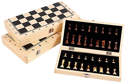 J & J Juego de ajedrez portátil Plegable magnético Tablero de ajedrez de Madera Plegable Internacional de Ajedrez Juego de Interior del Recorrido al Aire sólido de ajedrez de Madera Juego Set,34cm