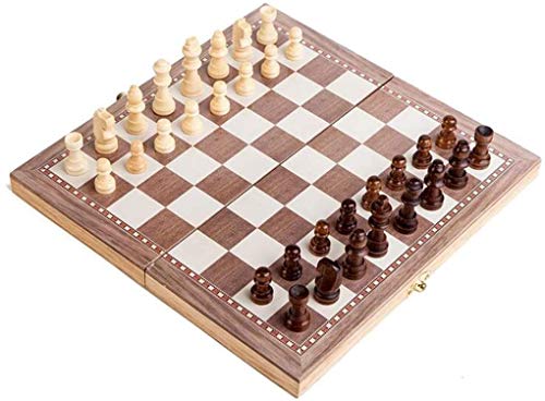 J & J Tablero de ajedrez 3 en 1 Juego de ajedrez de Madera Junta Internacional Conjunto de Juegos de ajedrez de Viaje Backgammon Damas Ajedrez Entretenimiento