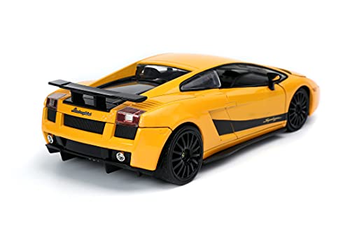 Jada Toys Fast & Furious Lamborghini Gallardo Superleggera - Modelo de Tuning a Escala 1:24, Puertas abatibles, capó y Maletero, Amarillo/Negro