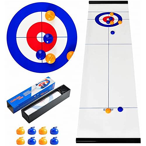 Jooheli Juego de Curling, Shuffleboard Juegos Familiares para Niños y Adultos, Juegos de Mesa Curling con 8 Rodillos 6 Bolos, Regalos de Cumpleaños para 3 4 5+ Juegos de Viaje para Niños