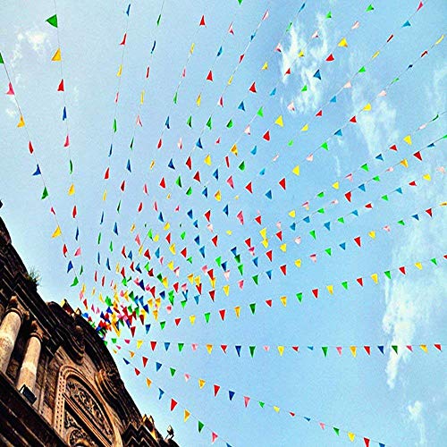 Joykey 100M Multicolor banderines 200 Banderas Nylon banderin Decoración para la Fiesta de Bodas del cumpleaños, Actividad al Aire Libre, jardín