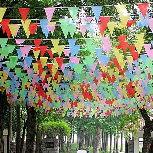 Joykey 100M Multicolor banderines 200 Banderas Nylon banderin Decoración para la Fiesta de Bodas del cumpleaños, Actividad al Aire Libre, jardín