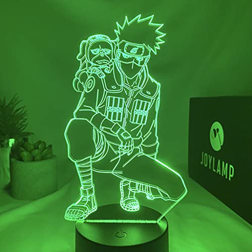 JoyLamp - Lámpara 3D Kakashi Hatake - Luz nocturna del manga Naruto con 16 colores - Viene con mando a distancia y pack personalizado