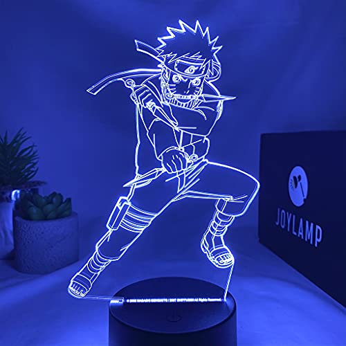 JoyLamp - Naruto Uzumaki 3D Lamp - Luz nocturna del manga Naruto Shippuden - Neón con 16 colores y 6 tonos con mando a distancia