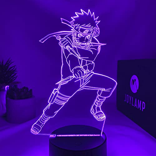 JoyLamp - Naruto Uzumaki 3D Lamp - Luz nocturna del manga Naruto Shippuden - Neón con 16 colores y 6 tonos con mando a distancia