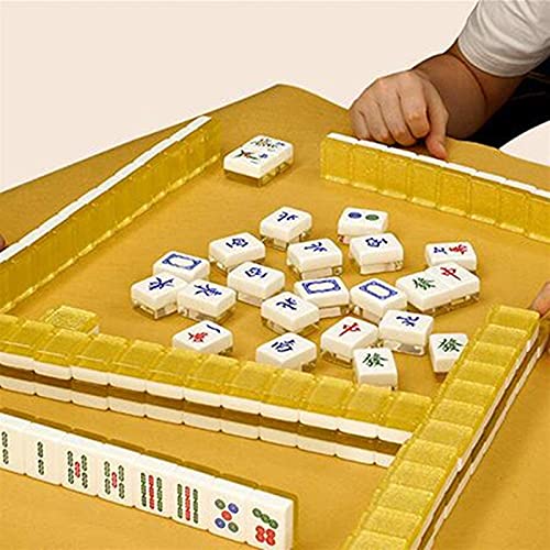 JRZTC Los Juegos de Azulejos Más Nuevos Mahjong Set 4 Tamaño Mahjong Componentes 3.74.2cm Inmarcesible Mahjong Mantel Silenciador Fácil de Limpiar Mahjong Chino (Color :