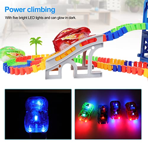 Juego de 4 luces LED de repuesto para coche de Track Cars con 5 luces LED parpadeantes y pegatinas compatibles con la mayoría de pistas para niños y niñas