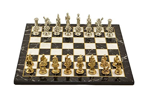 Juego de ajedrez de metal para adultos figuras históricas de Troy-Spartan, piezas hechas a mano y tablero de ajedrez de madera con diseño de mármol, King 2.65