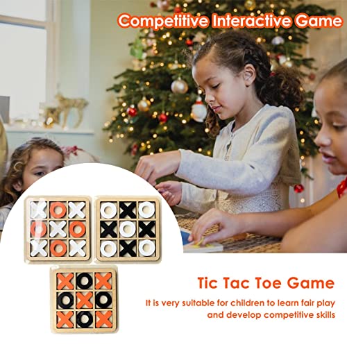 Juego de madera Tic-Tac-Toe, juguete de juego de mesa XO, juegos de mesa familiares Viajes en 3D de decoración de sala de estar y juegos de mesa de café, juguete educativo para regalo para niño adulto
