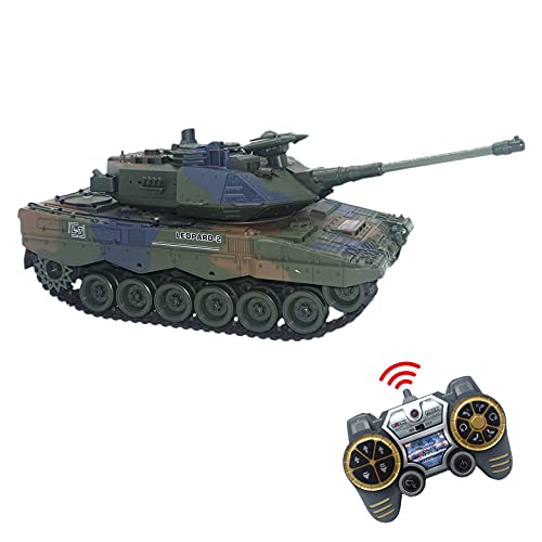 JUGUETECNIC │ Tanque Teledirigido RC Leopard | Efectos Sonido + Humo + Figura Militar | 3 Velocidades de Tanque Radiocontrol │ Escala 1:18