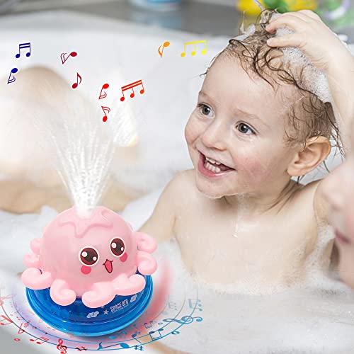 Juguetes de baño para bebés, pulpo automático de rociado de agua con luz LED, rociador de inducción para bañera, ducha para niños pequeños, juguete de baño de piscina regalo para niños de 1 a 6 años