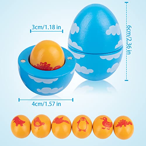 Juguetes de Huevos, Huevos con función de imán, Huevos con cáscara fácil de Quitar, Juego de Huevos de Colores, Juguetes educativos realistas de Pascua para niños a Partir de 3 años de Madera