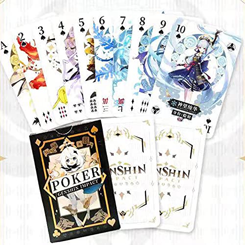 JWCN Anime Cartas de Póquer,Genshin Impact Cosplay Figure Playing Cards Cartoon Entertainment Ieisure Game Poker Cards