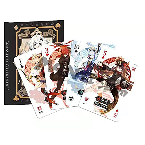 JWCN Anime Cartas de Póquer,Genshin Impact Cosplay Figure Playing Cards Cartoon Entertainment Ieisure Game Poker Cards
