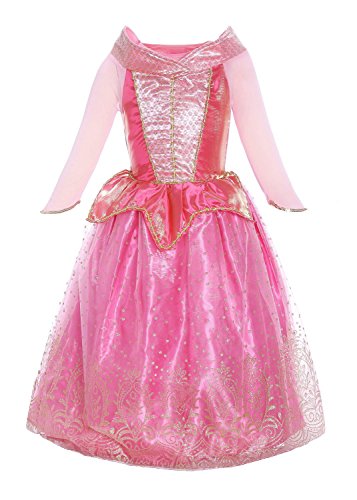 Katara 1709 - Disfraz de Princesa Aurora La Bella Durmiente Vestido de Carnaval Cumpleaños - Niñas 4-5 Años, Color Rosa