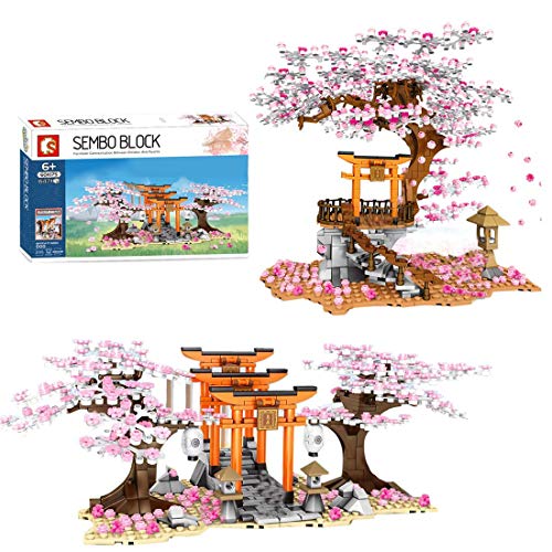 KDDEON Juego de escenografía de árbol de Sakura con Placa Base, 1814 Piezas de Bloques de construcción de Paisaje de Flor de Cerezo Personalizados, Compatible con Lego