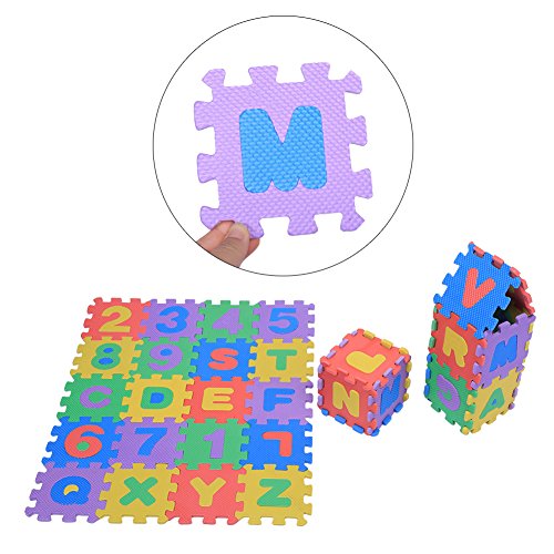 Kids Foam Puzzle Floor Play Mat, 36Pcs Soft EVA Foam Play Mat Mat Baldosas Multicolores reemplazo para niños Números y Letras Bebé Niños Niños Jugando Crawling Pad Toys