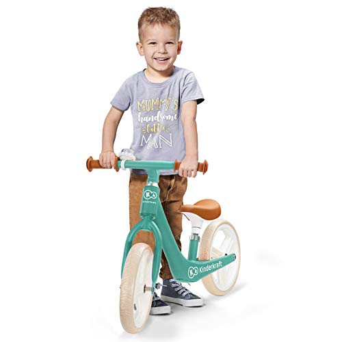 Kinderkraft Bicicleta sin Pedales FLY PLUS, Ligera, Asiento ajustable, Retro, Verde