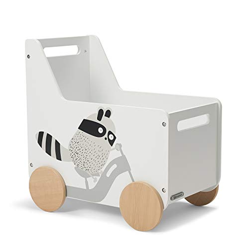 Kinderkraft Caja para juguetes RACOON, Baúl de Almacenamiento, para Niños, Organizador, Blanco