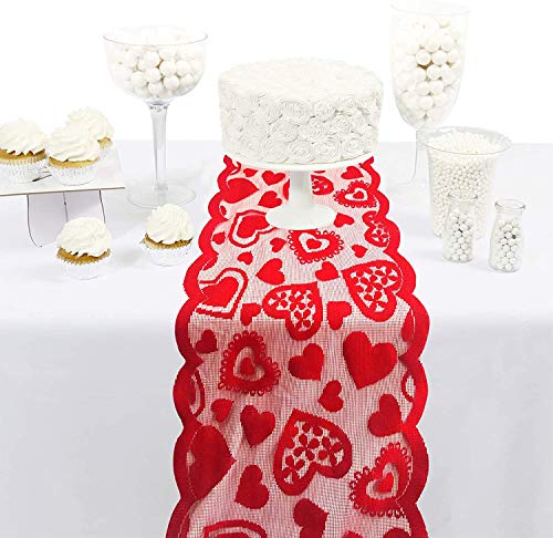 Kits de decoración del día de San Valentín, camino de mesa de corazón rojo y 300 piezas de confeti de corazón rojo rosa para la despedida de soltera de la boda del día de San Valentín Día de la Madre