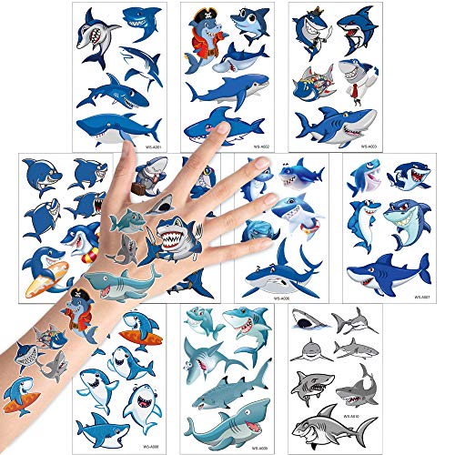 Konsait Tatuajes Temporales para Niños Niñas, Delfines Tiburón Tatuajes Infantiles Tatoos Tatuaje Falso Pegatinas para piñata Niños Infantiles Fiesta de Cumpleaños Regalo, 10 Hojas