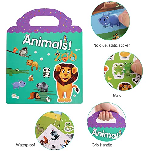 Kqpoinw Juguetes para niños de 3 4 5 6 años Regalos, Libros de Pegatinas Reutilizables para niños,Juguetes para niños de 3 a 6 años, Pegatinas para niños, Juguetes de Aprendizaje para niños pequeños