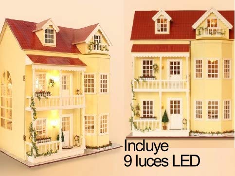 La Vida en Led DIY Casa de Muñecas Clásica de Luxe de Madera Puzzle 3D con Luz y Música