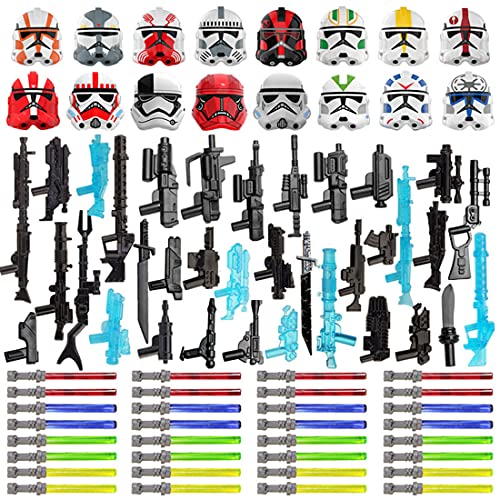 LAKA Juego de Armas de Armadura 83 Piezas Arma Militar Personalizada Space Wars Estilo Ciencia ficción Mini Figura Casco SWAT Kit Compatible con Lego Star Wars