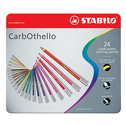 Lápiz de color tiza-pastel STABILO CarbOthello - Caja de metal con 24 colores